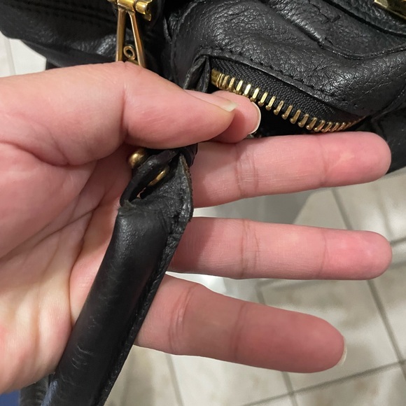 Chloe Black Leather Shoulder Bag with Gold Accents - Picture 6 of 7